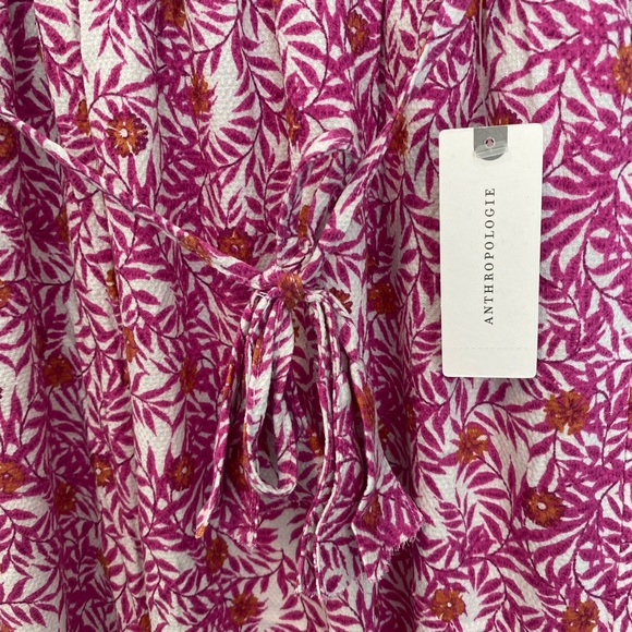 Anthropologie Pink Abstract Floral Smocked Joggers New - Picture 8 of 13